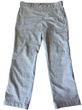 Nike Golf Men's Gray Windowpane Plaid Dri-fit Performance Pants 35x30